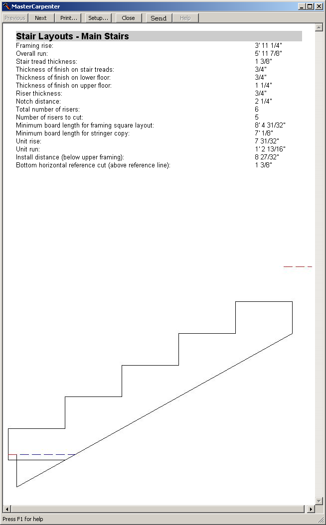 Stair Layout Summary Screen Shot